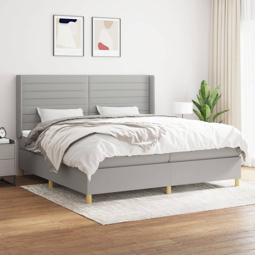 Boxspring met matras stof lichtgrijs 200x200 cm