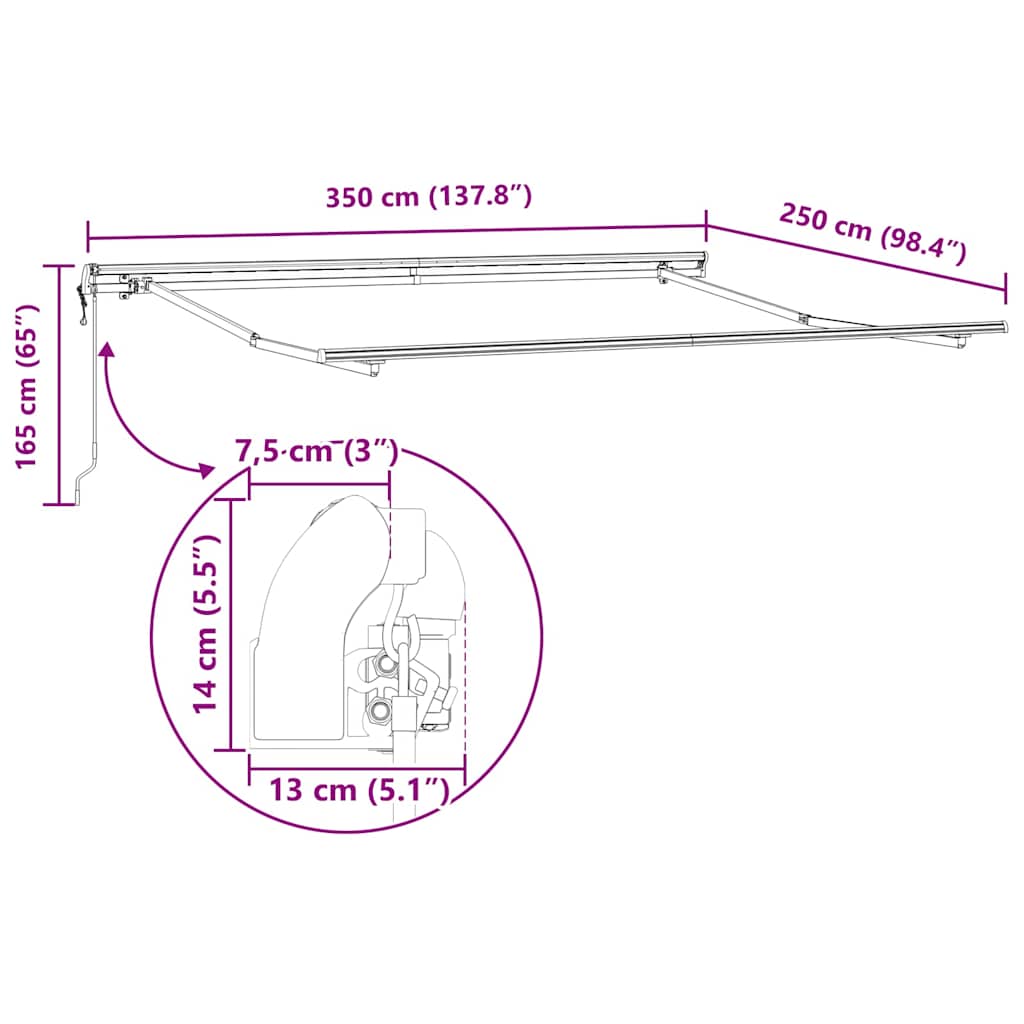 Zijde Frame Wit 350 x 250 cm Aluminium – afbeelding 10