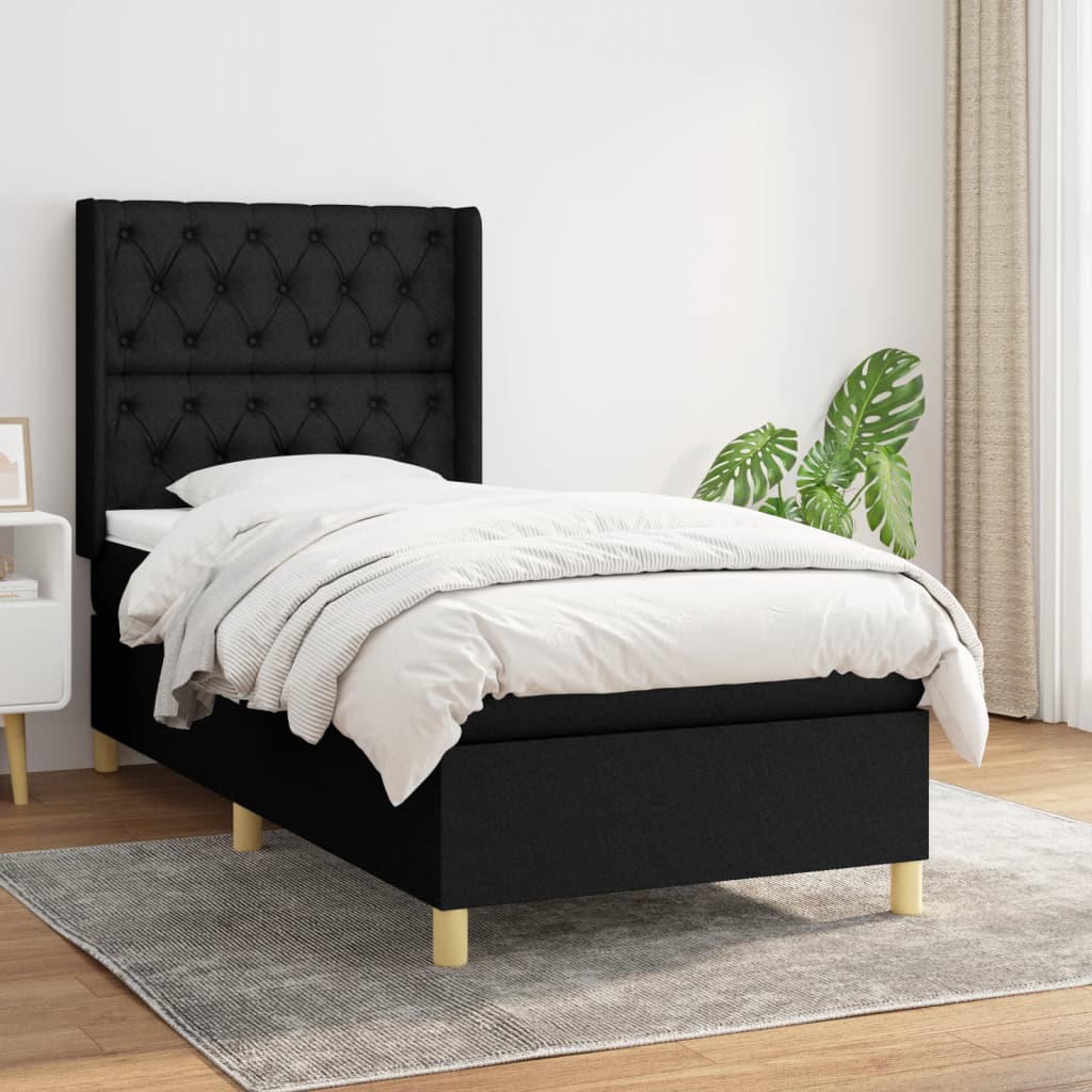 Boxspring met matras stof zwart 80x200 cm – afbeelding 1