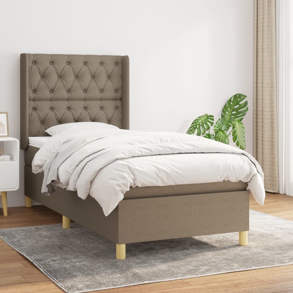 Boxspring met matras stof taupe 80x200 cm – afbeelding 1