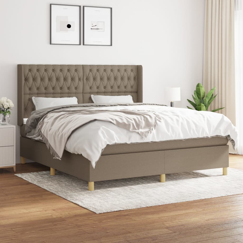 Boxspring met matras stof taupe 180x200 cm – afbeelding 1