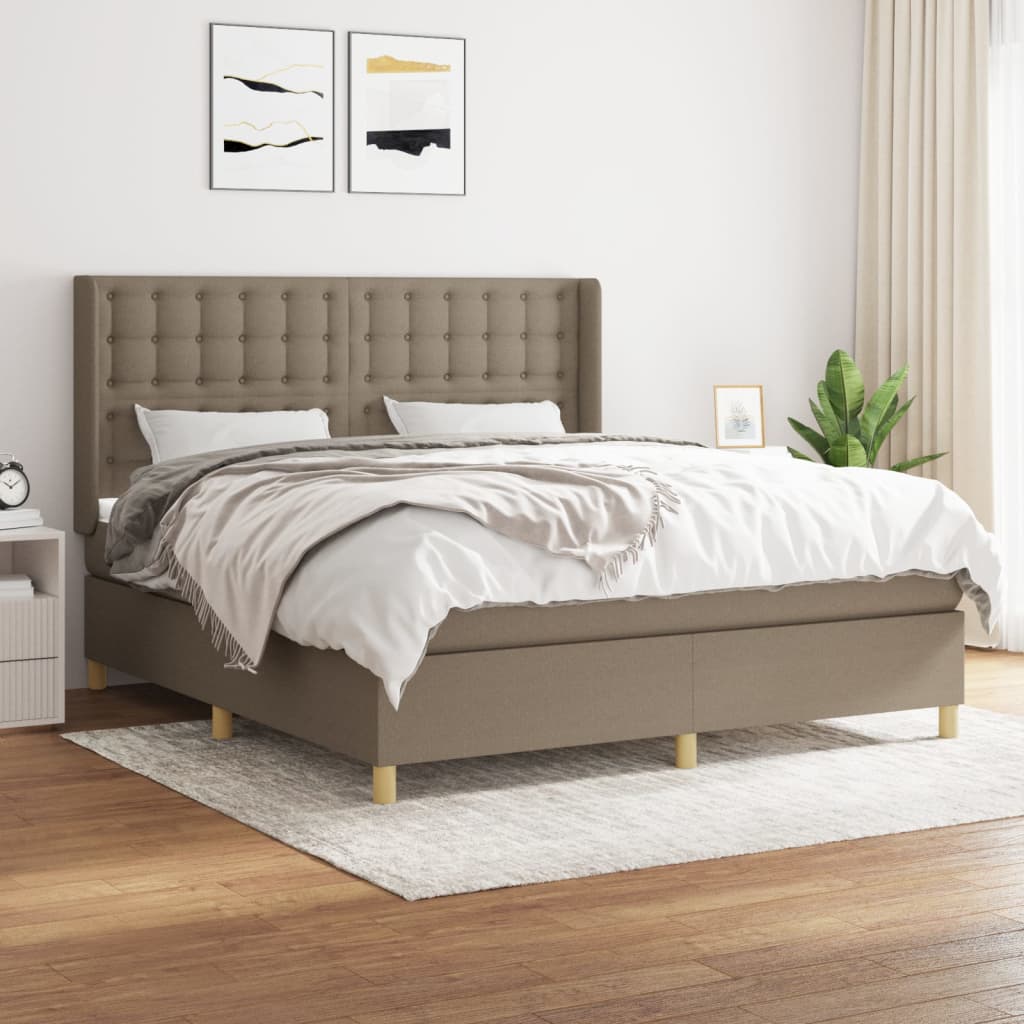 Boxspring met matras stof taupe 160x200 cm – afbeelding 1