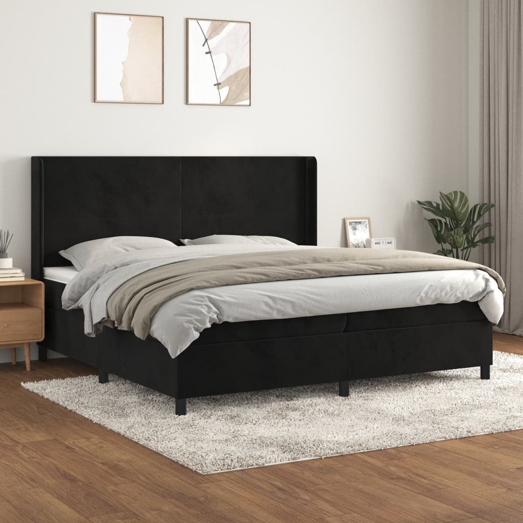Boxspring met matras fluweel zwart 200x200 cm – afbeelding 1