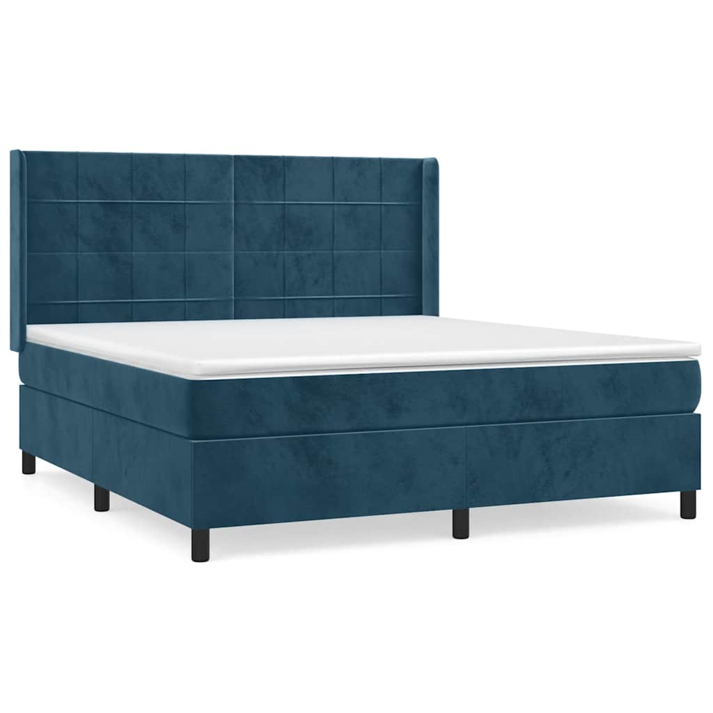 Boxspring met matras fluweel donkerblauw 180x200 cm – afbeelding 2