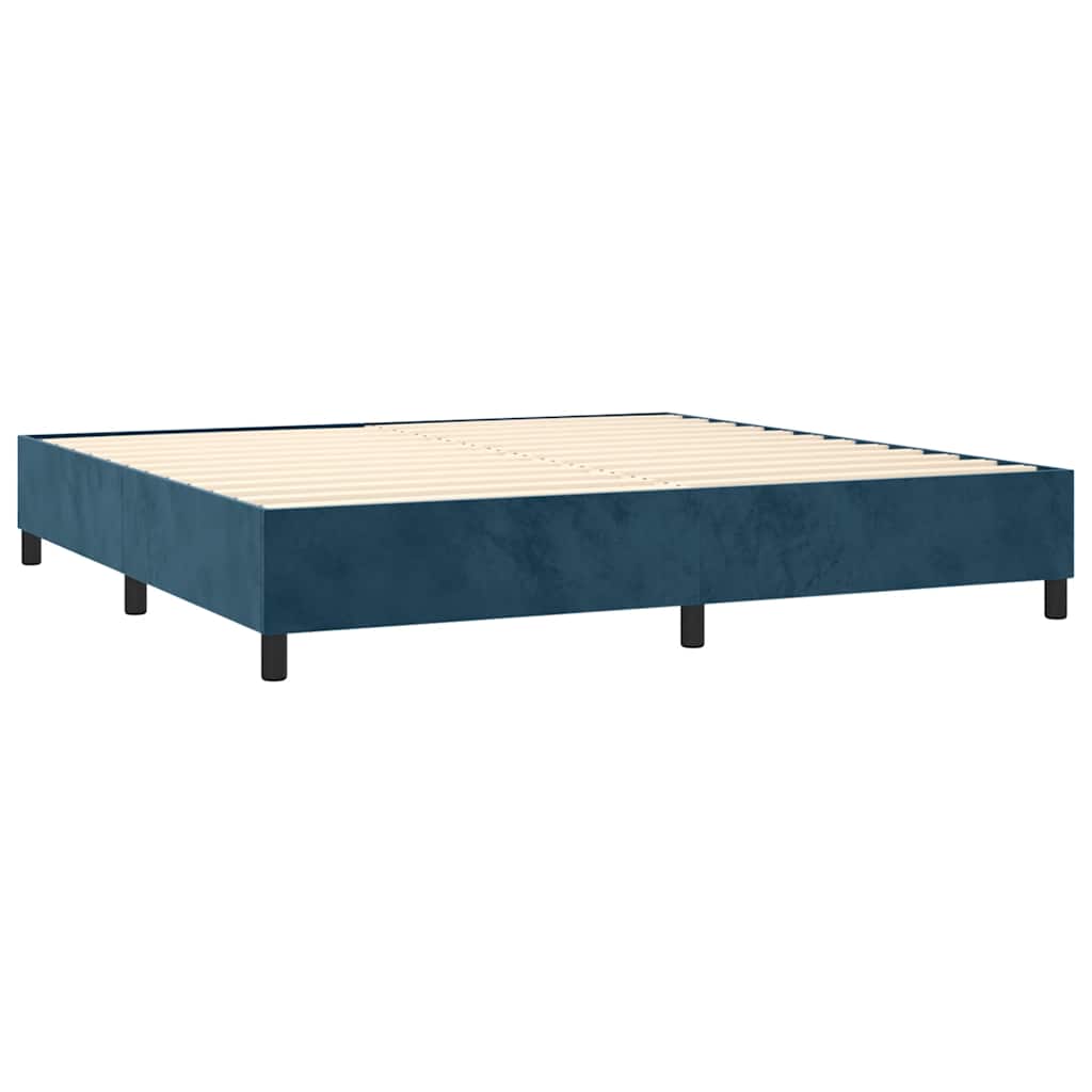 Boxspring met matras fluweel donkerblauw 180x200 cm – afbeelding 4