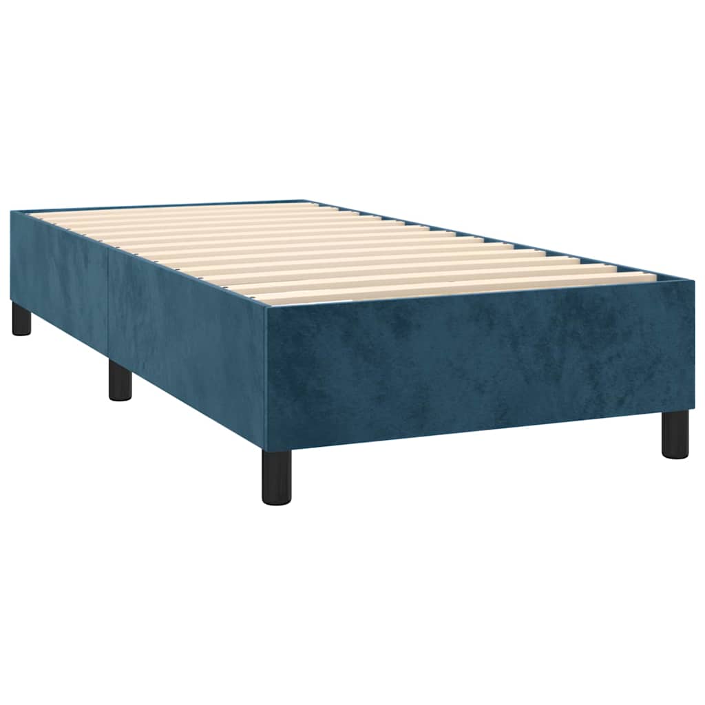 Boxspring met matras fluweel donkerblauw 90x190 cm – afbeelding 4
