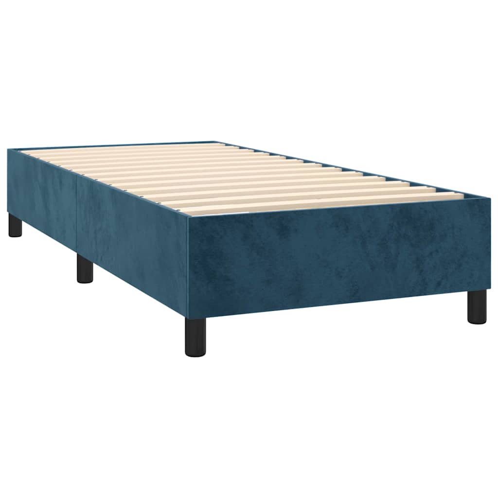 Boxspring met matras fluweel donkerblauw 90x200 cm – afbeelding 4