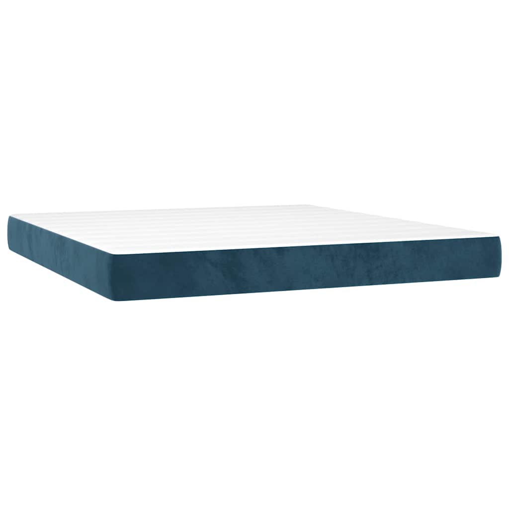 Boxspring met matras fluweel donkerblauw 180x200 cm – afbeelding 5