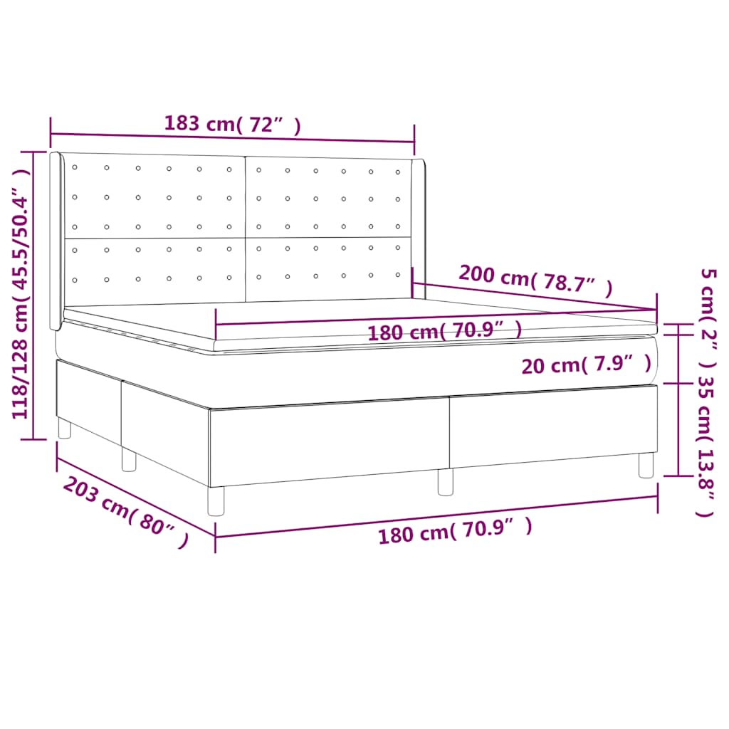 Boxspring met matras fluweel donkerblauw 180x200 cm – afbeelding 8