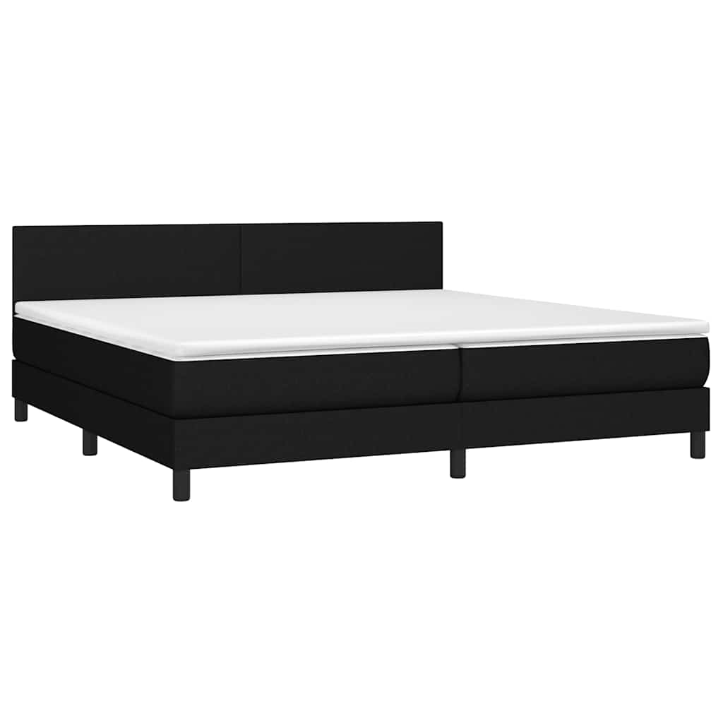 Boxspring met matras en LED stof zwart 200x200 cm – afbeelding 1