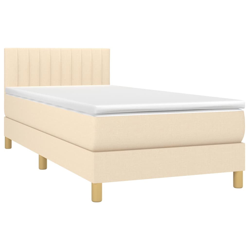 Boxspring met matras en LED stof crèmekleurig 90x190 cm – afbeelding 4