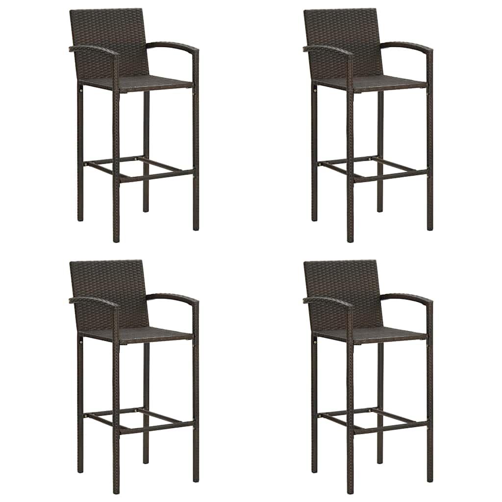 Barkrukken 4 st poly rattan bruin