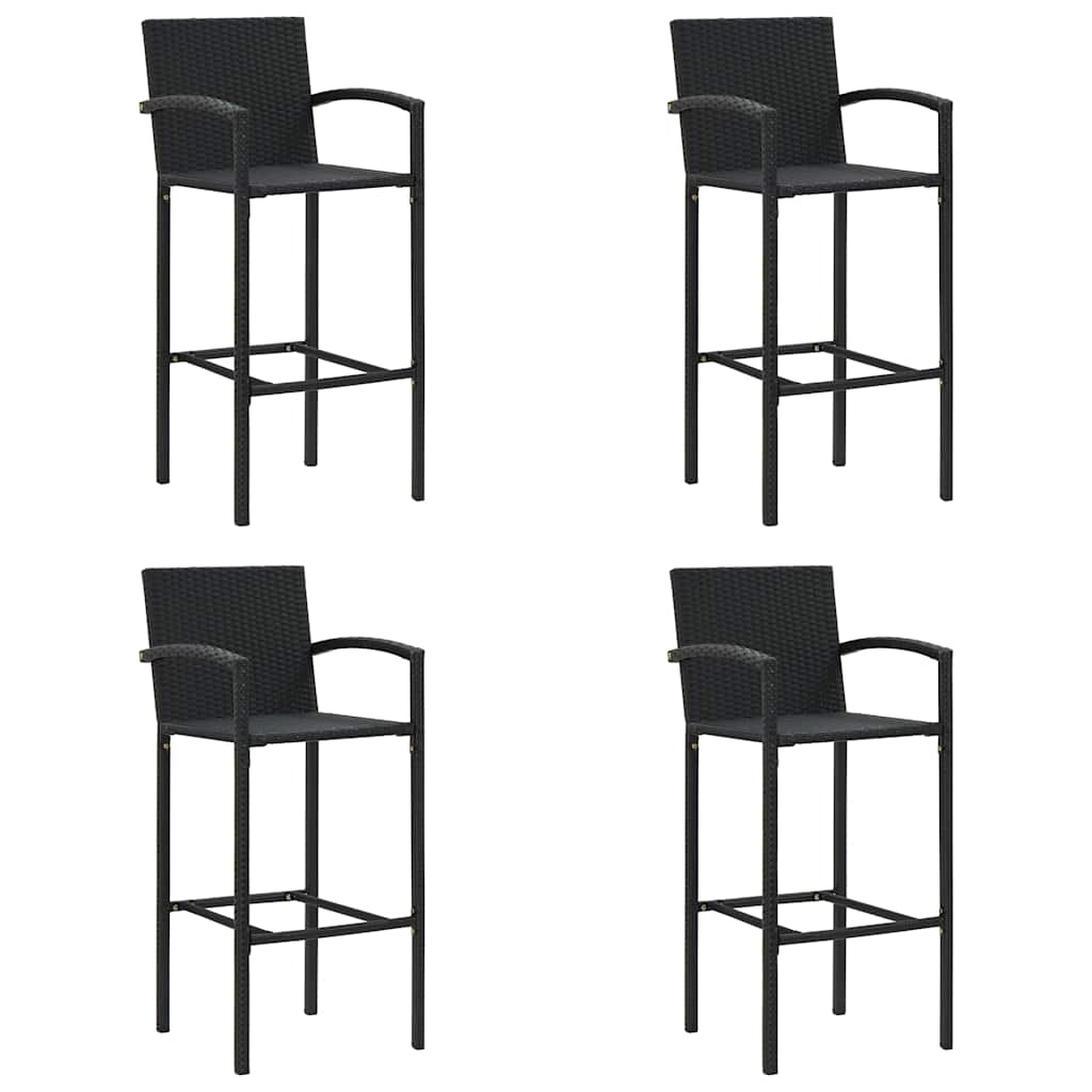 Barkrukken 4 st poly rattan zwart – afbeelding 1