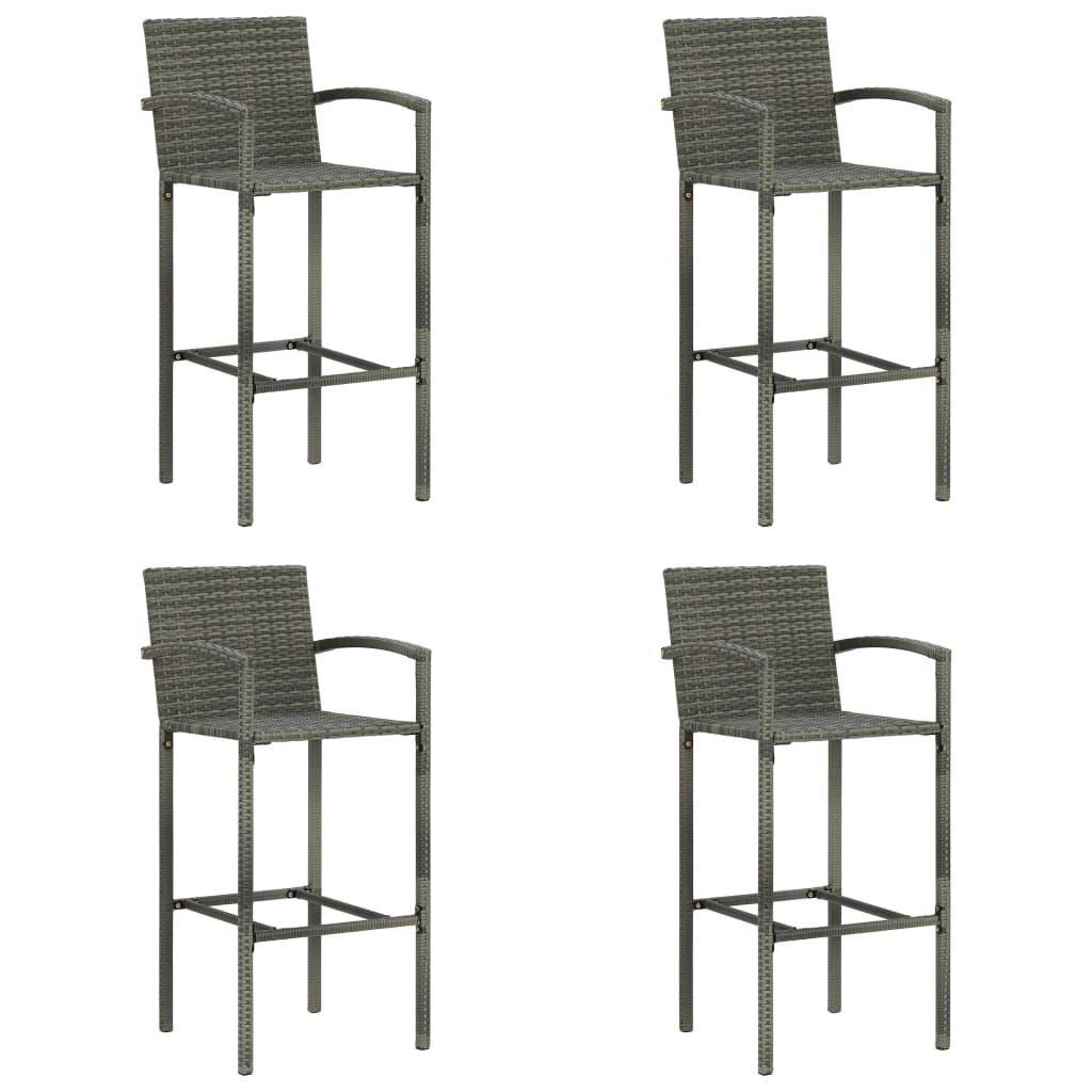 Barkrukken 4 st poly rattan grijs – afbeelding 1