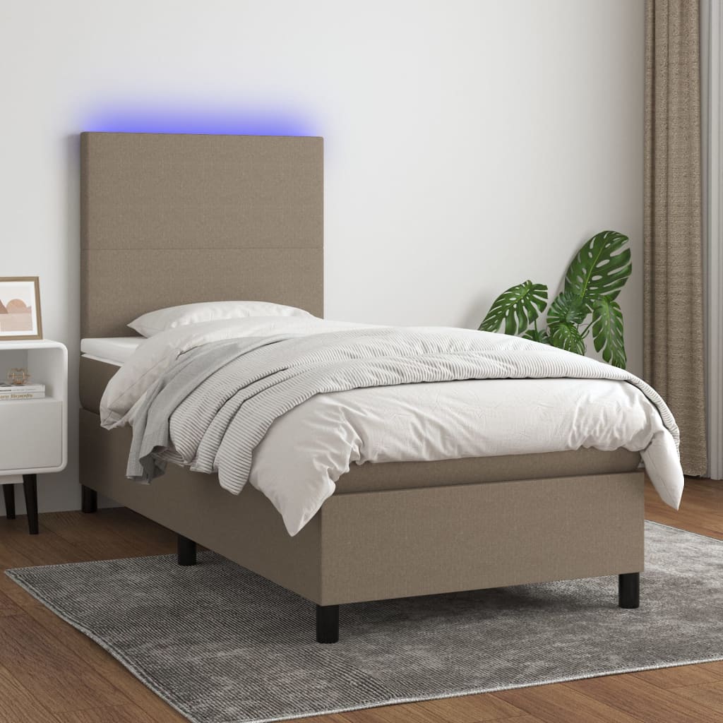Boxspring met matras en LED stof taupe 80x200 cm