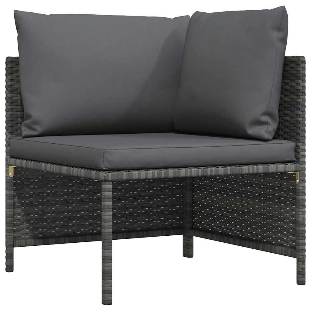 Hoekbank sectioneel met kussens poly rattan grijs – afbeelding 1