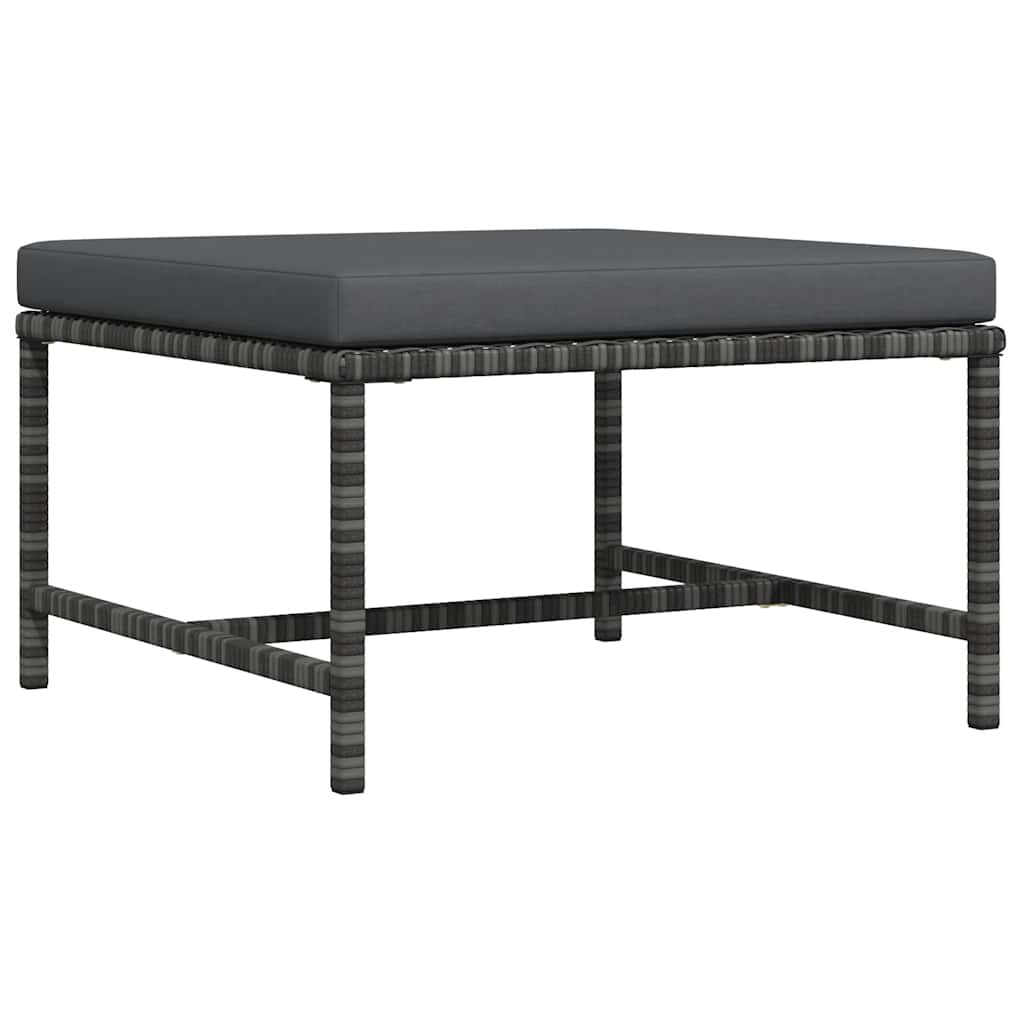 Voetensteun sectioneel met kussen poly rattan grijs