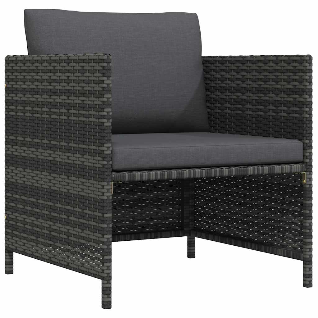 Tuinbank met kussens poly rattan grijs