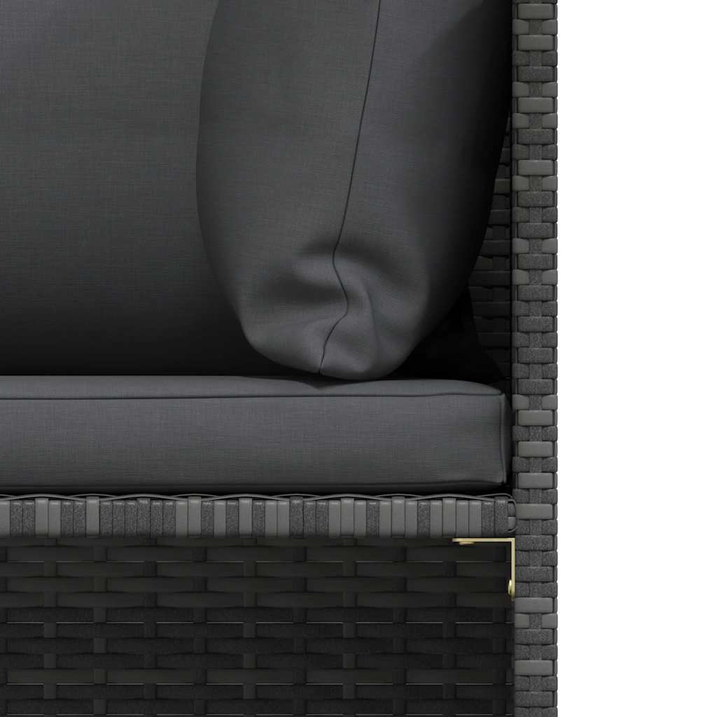 Tuinbank 4-zits met kussens poly rattan grijs – afbeelding 8