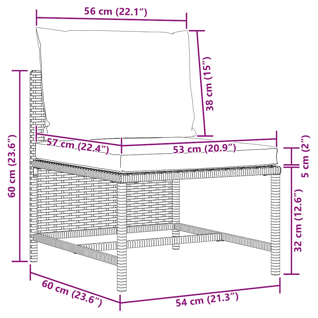 Tuinbank 4-zits met kussens poly rattan zwart – afbeelding 10