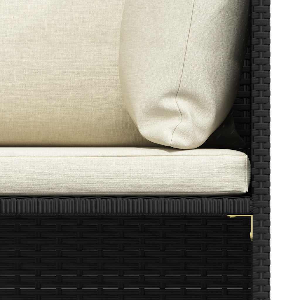 Tuinbank 4-zits met kussens poly rattan zwart – afbeelding 7