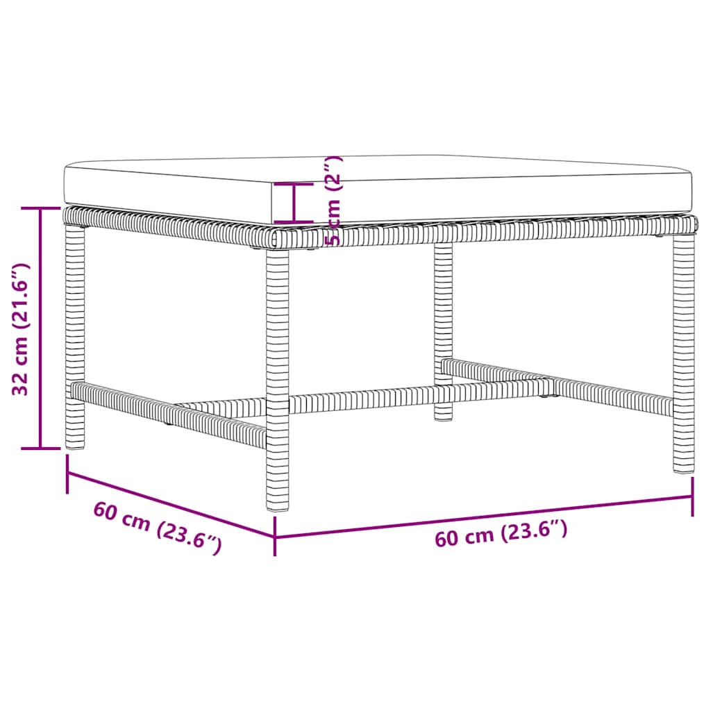 4-delige Loungeset met kussens poly rattan zwart – afbeelding 12