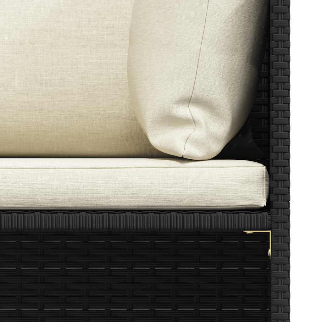 4-delige Loungeset met kussens poly rattan zwart – afbeelding 7