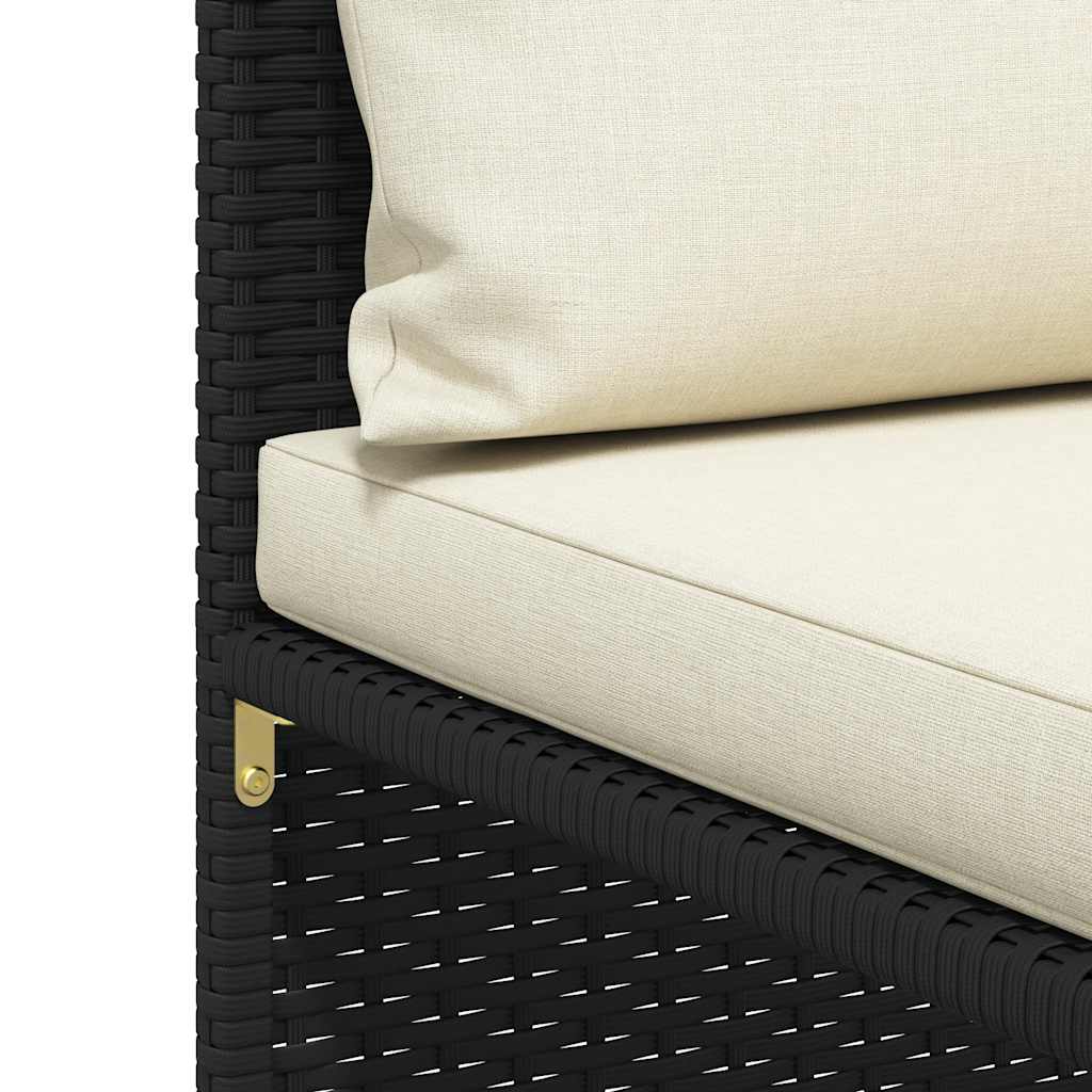 4-delige Loungeset met kussens poly rattan zwart – afbeelding 8