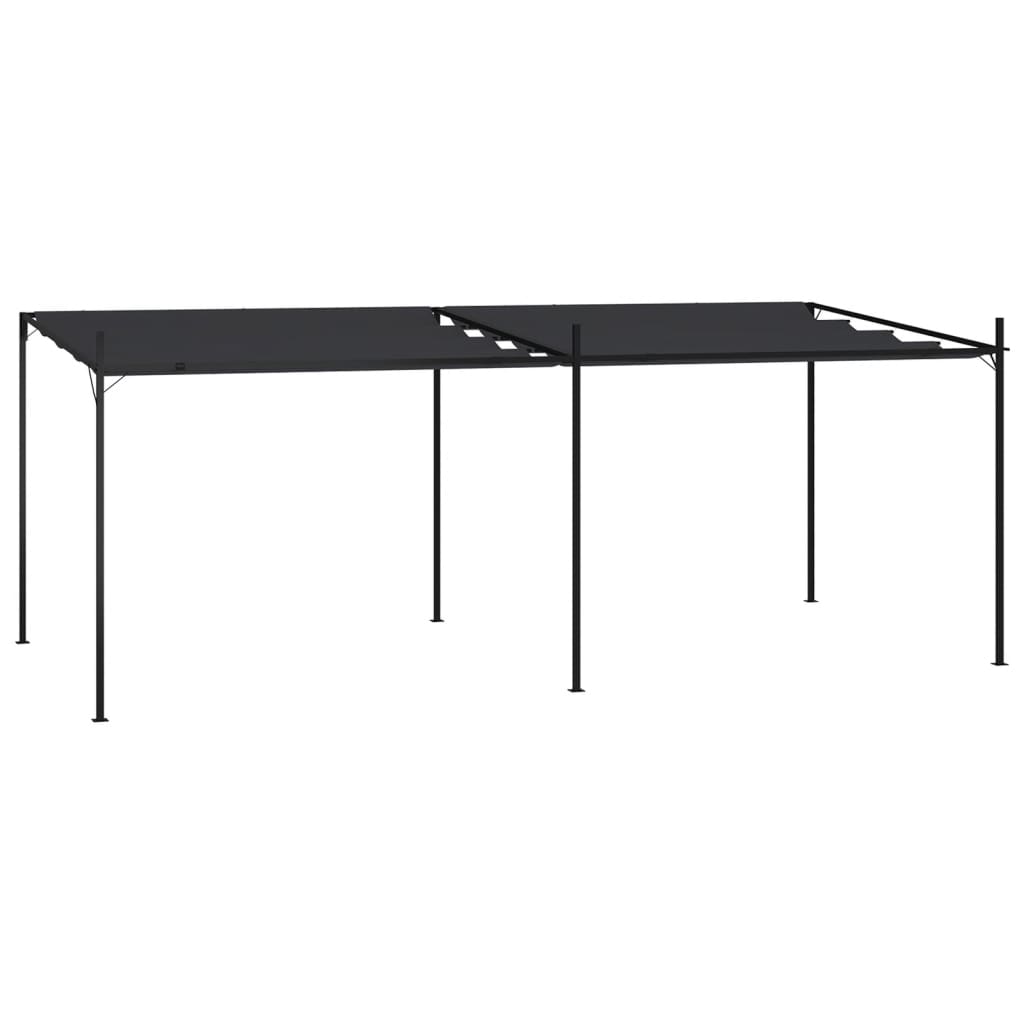 Prieel met uittrekbaar dak 600x300x233 cm antracietkleurig