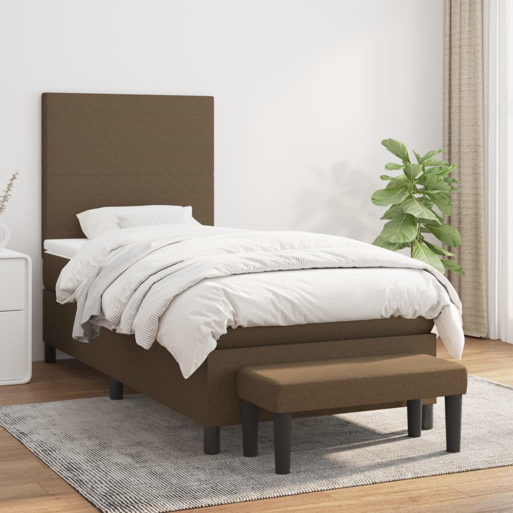 Boxspring met matras stof donkerbruin 80x200 cm