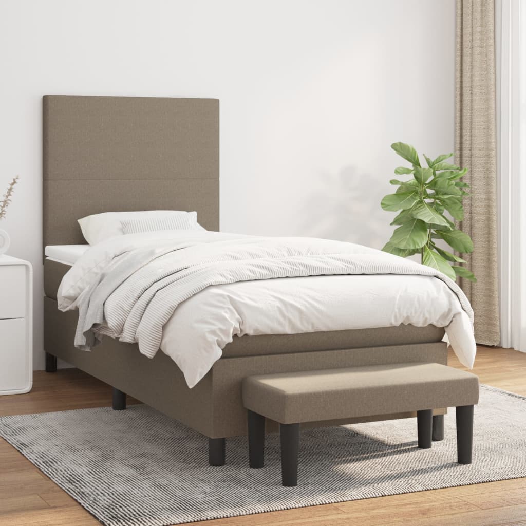 Boxspring met matras stof taupe 80x200 cm – afbeelding 1