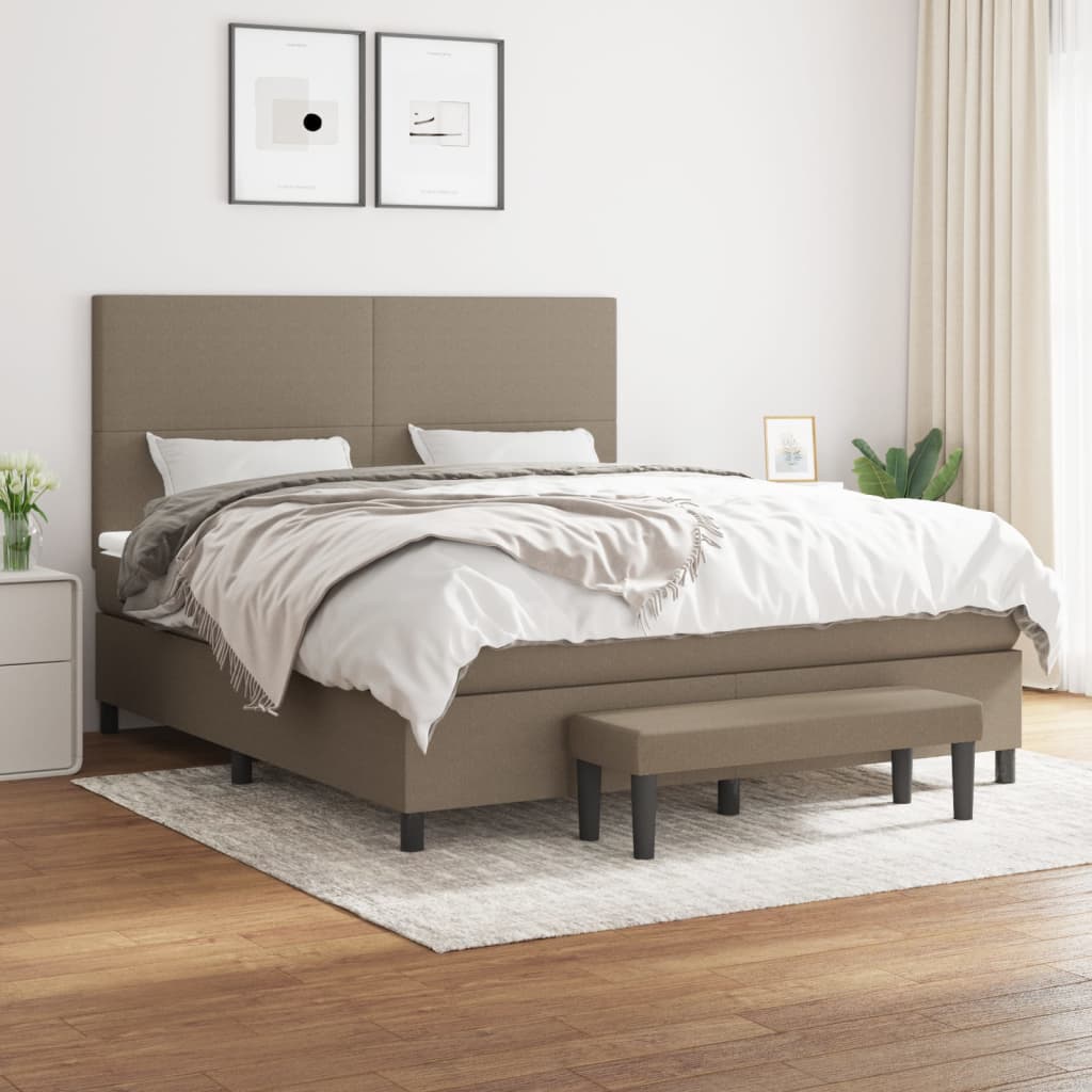 Boxspring met matras stof taupe 160x200 cm – afbeelding 1