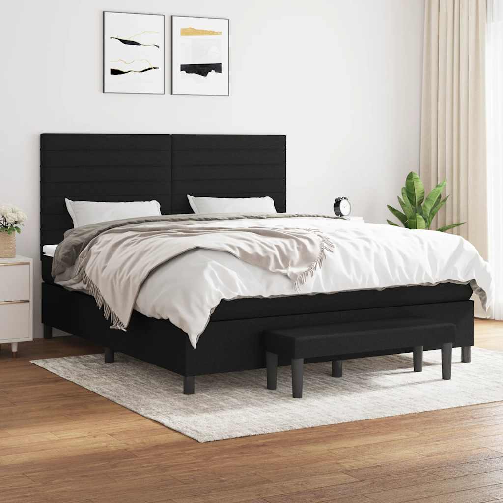 Boxspring met matras stof zwart 180x200 cm – afbeelding 1