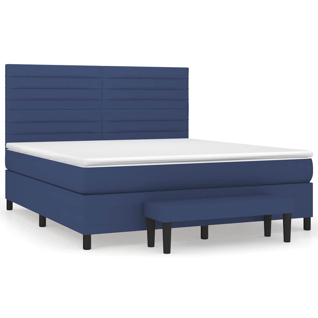 Boxspring met matras stof blauw 180x200 cm – afbeelding 2
