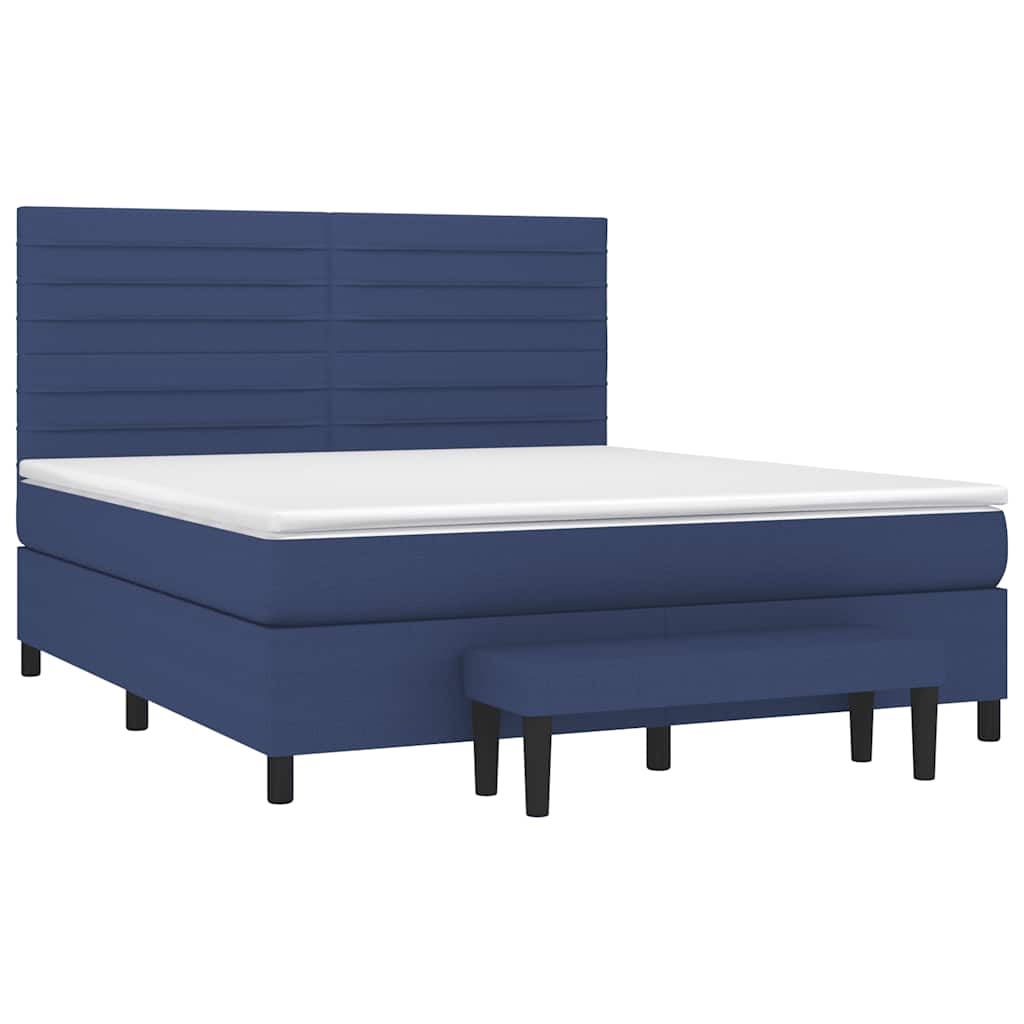 Boxspring met matras stof blauw 180x200 cm – afbeelding 3