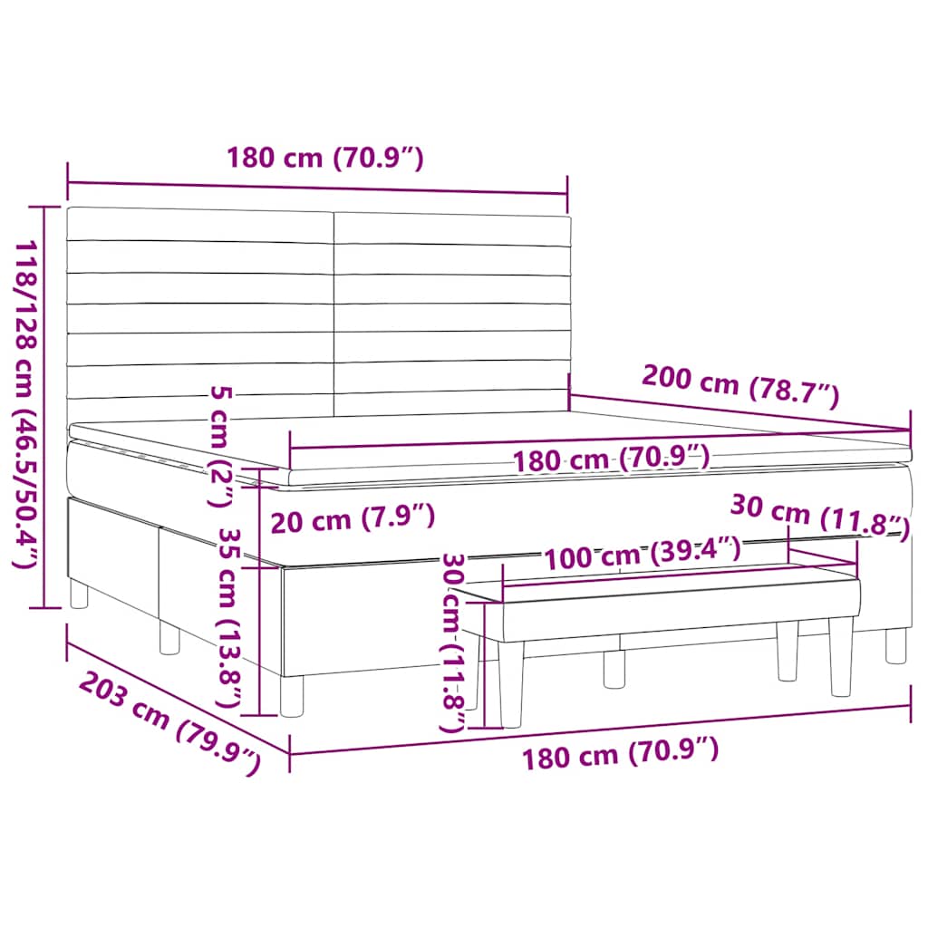 Boxspring met matras stof blauw 180x200 cm – afbeelding 8