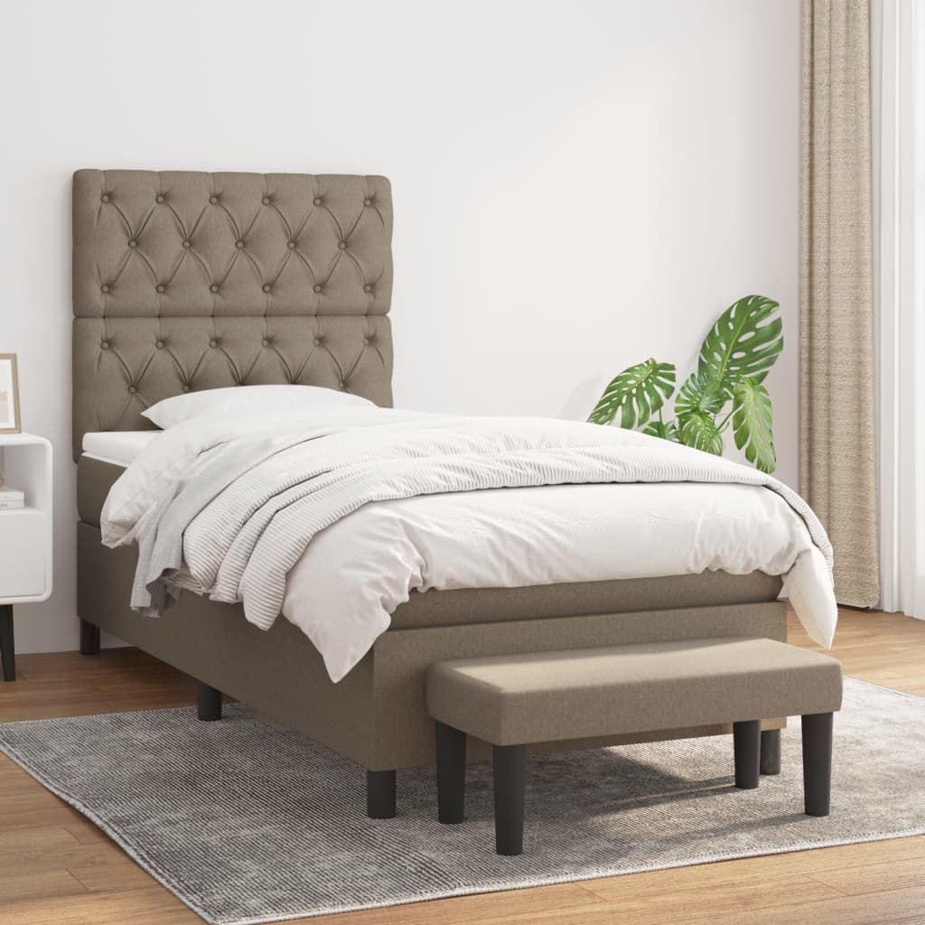 Boxspring met matras stof taupe 80x200 cm – afbeelding 1
