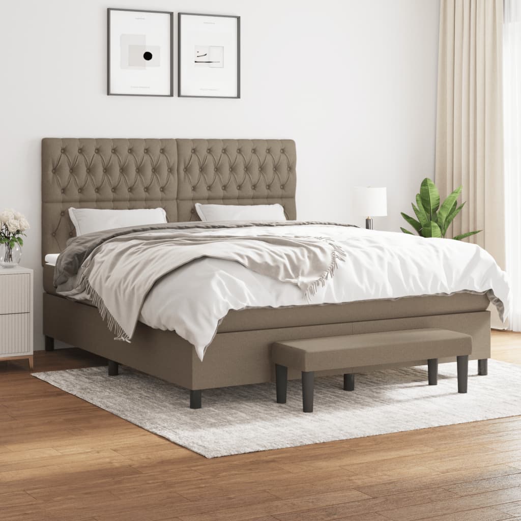 Boxspring met matras stof taupe 180x200 cm