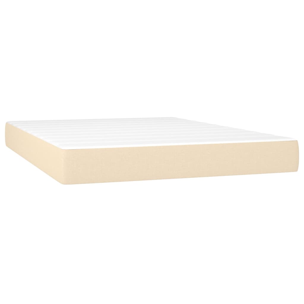Boxspring met matras stof crèmekleurig 140x190 cm – afbeelding 6