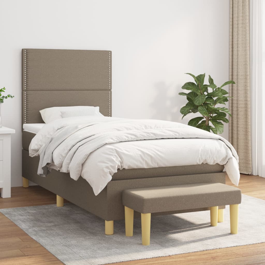 Boxspring met matras stof taupe 100x200 cm
