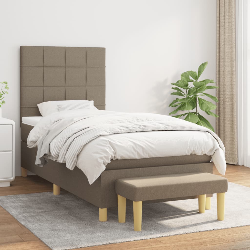 Boxspring met matras stof taupe 80x200 cm – afbeelding 1