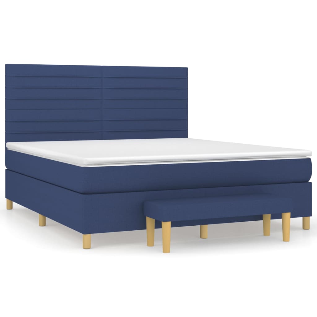 Boxspring met matras stof blauw 180x200 cm – afbeelding 2