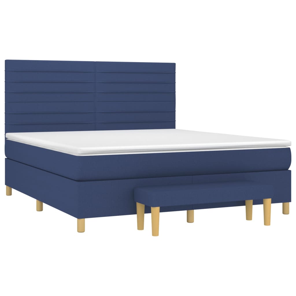 Boxspring met matras stof blauw 180x200 cm – afbeelding 3