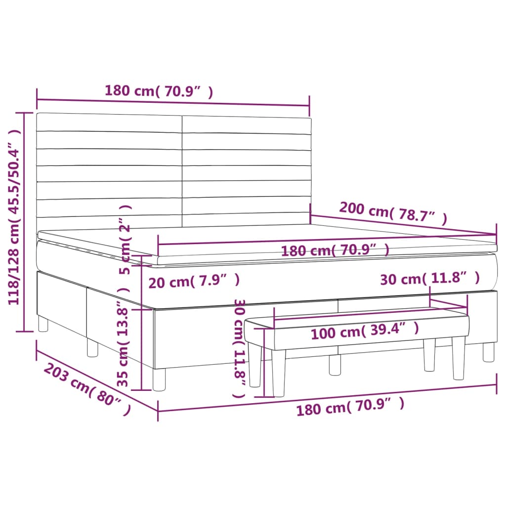 Boxspring met matras stof blauw 180x200 cm – afbeelding 8