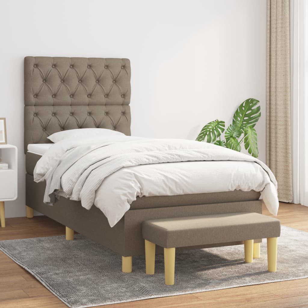 Boxspring met matras stof taupe 80x200 cm – afbeelding 1