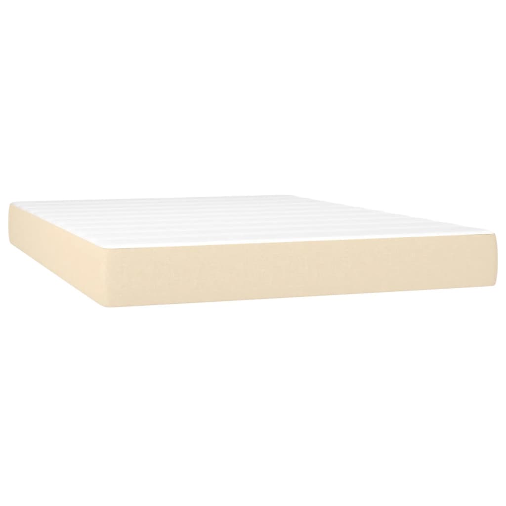 Boxspring met matras stof crèmekleurig 140x190 cm – afbeelding 6