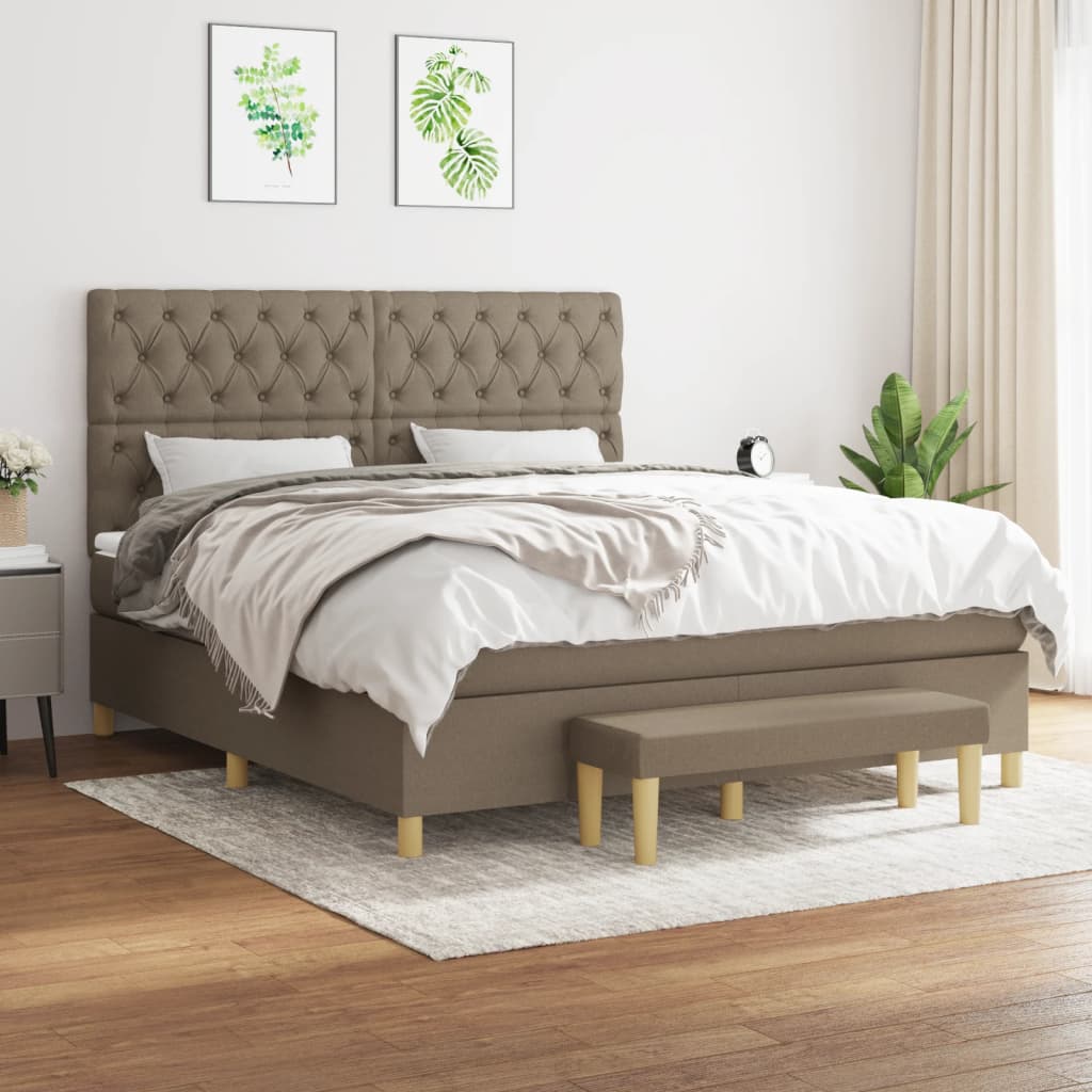 Boxspring met matras stof taupe 160x200 cm – afbeelding 1