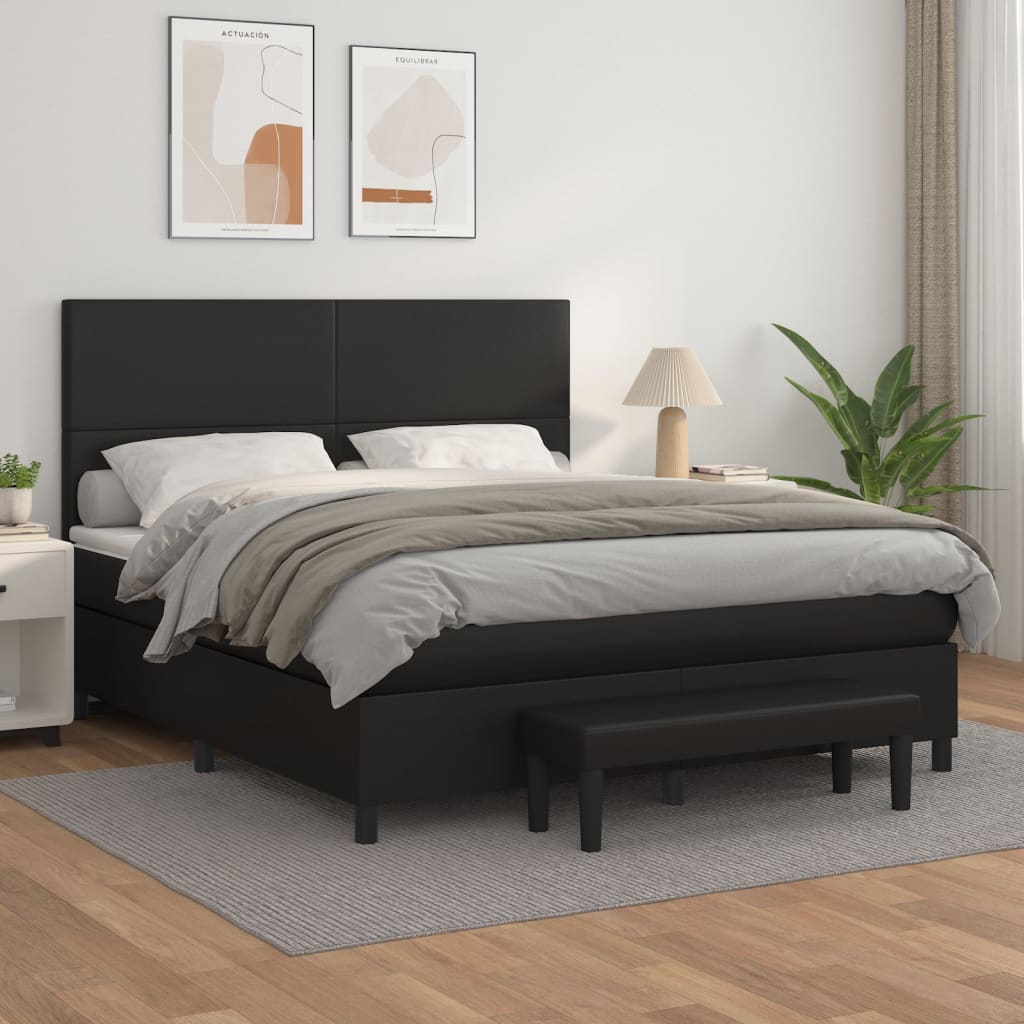 Boxspring met matras kunstleer zwart 160x200 cm