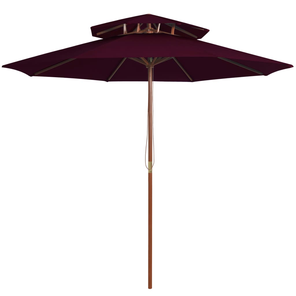 Parasol dubbeldekker met houten paal 270 cm bordeauxrood – afbeelding 1