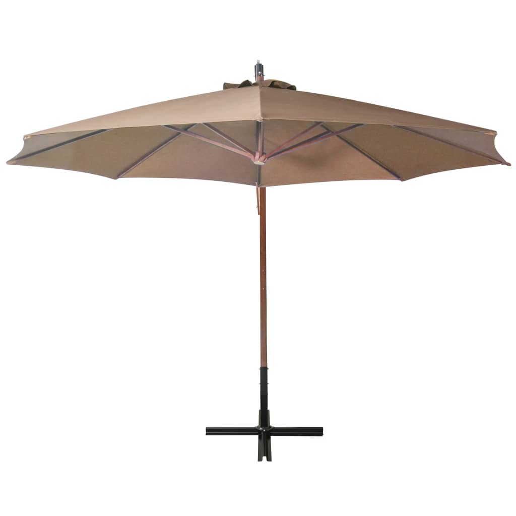 Zweefparasol met paal 3,5x2,9 m massief vurenhout taupe – afbeelding 3